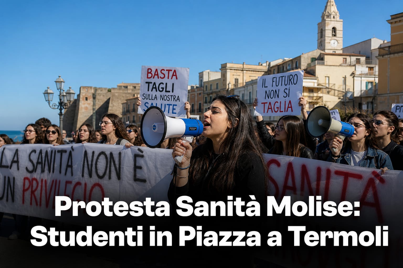 Studenti in piazza a Termoli protestano per il diritto alla salute e contro i tagli alla sanità pubblica in Molise