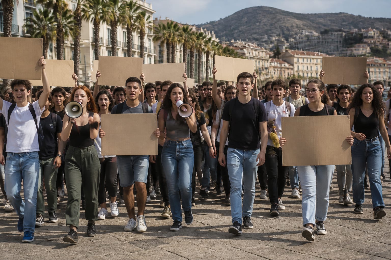 Studenti di Termoli in protesta lungo le strade per difendere il diritto alla sanità pubblica.